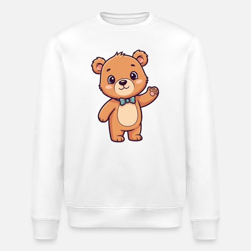 Jolie tête d’ours avec arc - Sweat bio ROLLER Stanley/Stella Unisexe - blanc