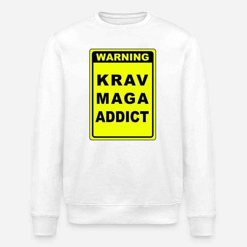 Warning Krav Maga Addict - Stanley/Stella ROLLER Unisex Organic Sweatshirt - white