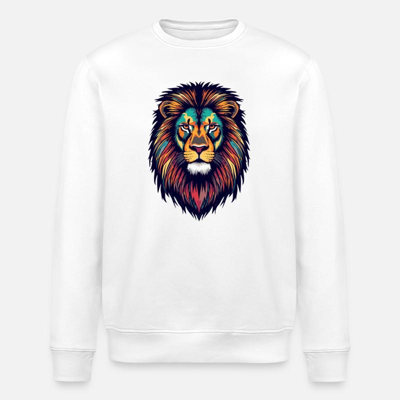 Leuchtender Löwe Farbexplosion - Stanley/Stella Unisex Bio-Sweatshirt ROLLER - Weiß