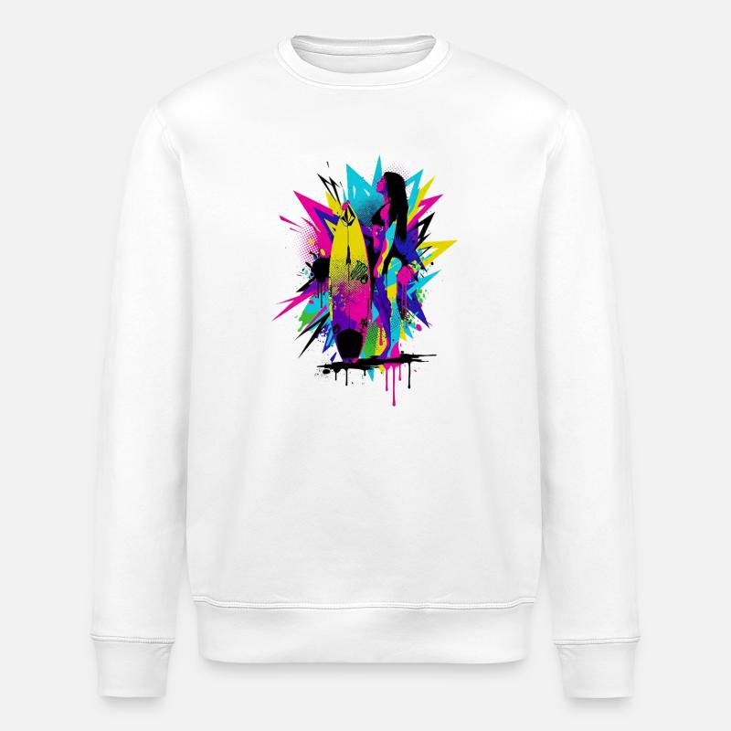 Neon_Surf_Explosion - Stanley/Stella ROLLER Unisex Organic Sweatshirt - white