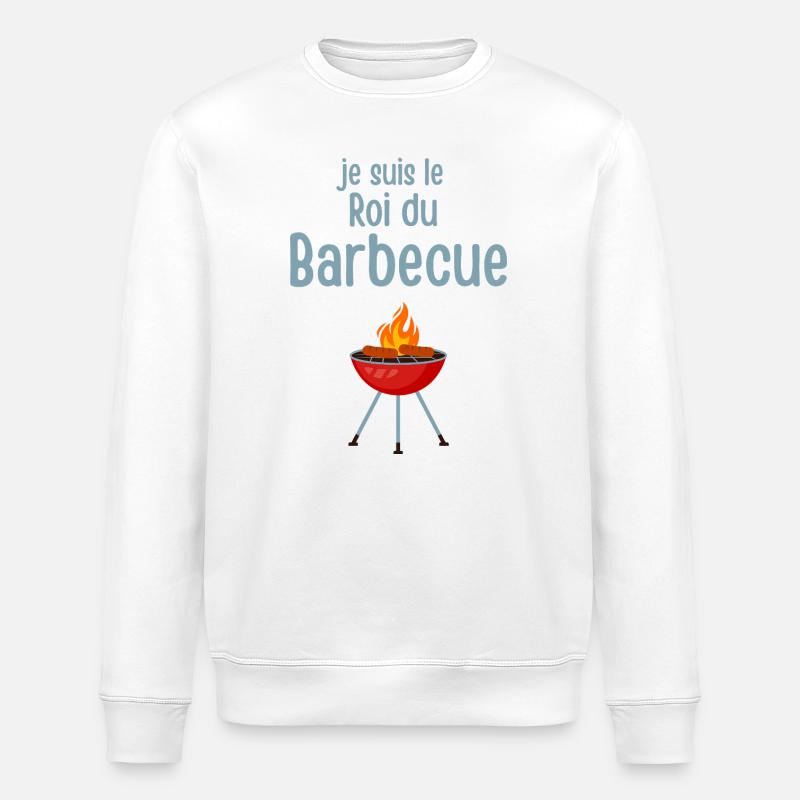 Roi du Barbecue Illustration Grille - Sweat bio ROLLER Stanley/Stella Unisexe - blanc