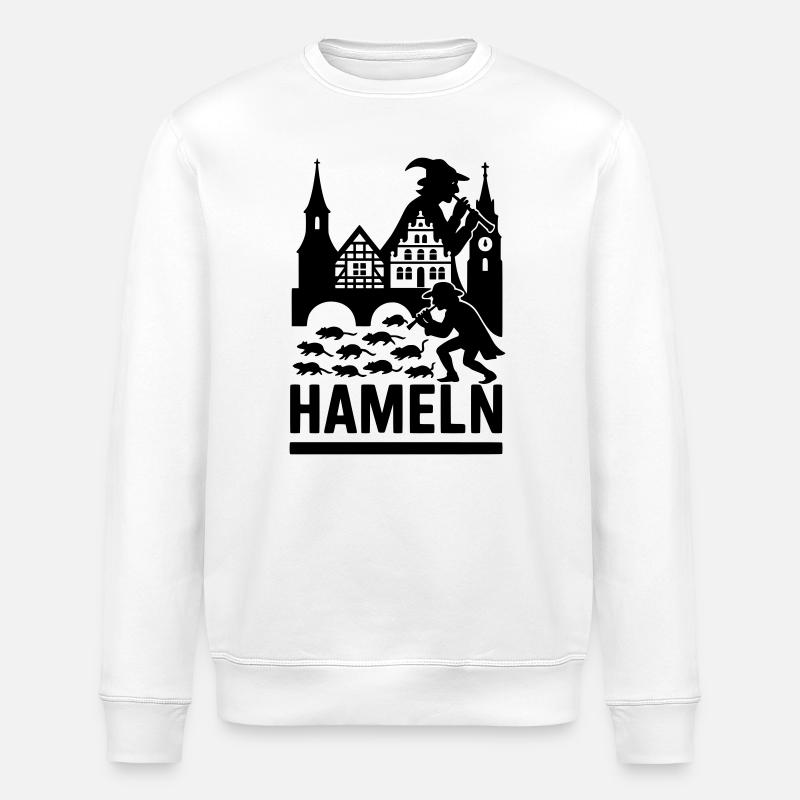 Hameln Stadt Rattenfänger Silhouette - Stanley/Stella Unisex Bio-Sweatshirt ROLLER - Weiß