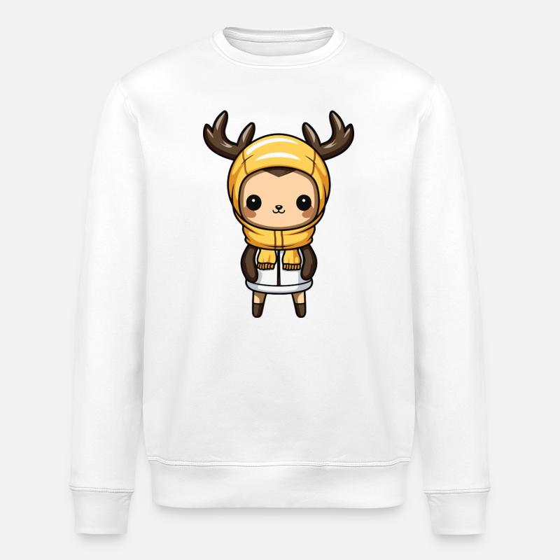 Deer Cute Comic Winter - Stanley/Stella ROLLER Unisex Organic Sweatshirt - white