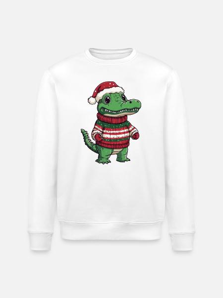 Alligatore Natale Natale - Felpa ecologica unisex ROLLER di Stanley/Stella - bianco