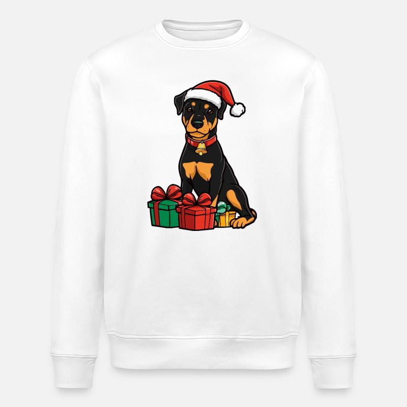 Cadeaux de Noël pour chiens doberman - Sweat bio ROLLER Stanley/Stella Unisexe - blanc