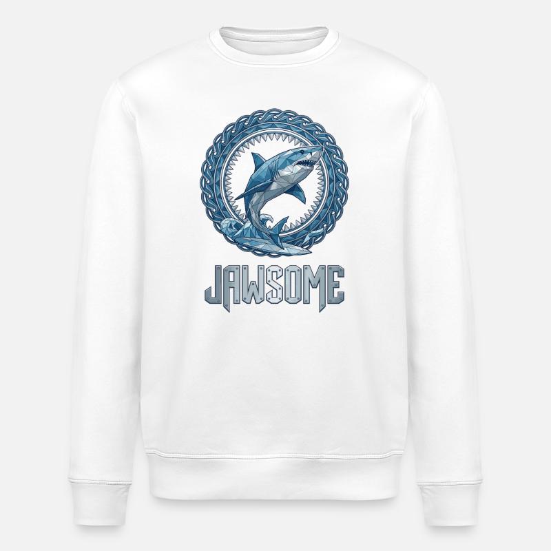 Requin Jawsome Geometric - Sweat bio ROLLER Stanley/Stella Unisexe - blanc