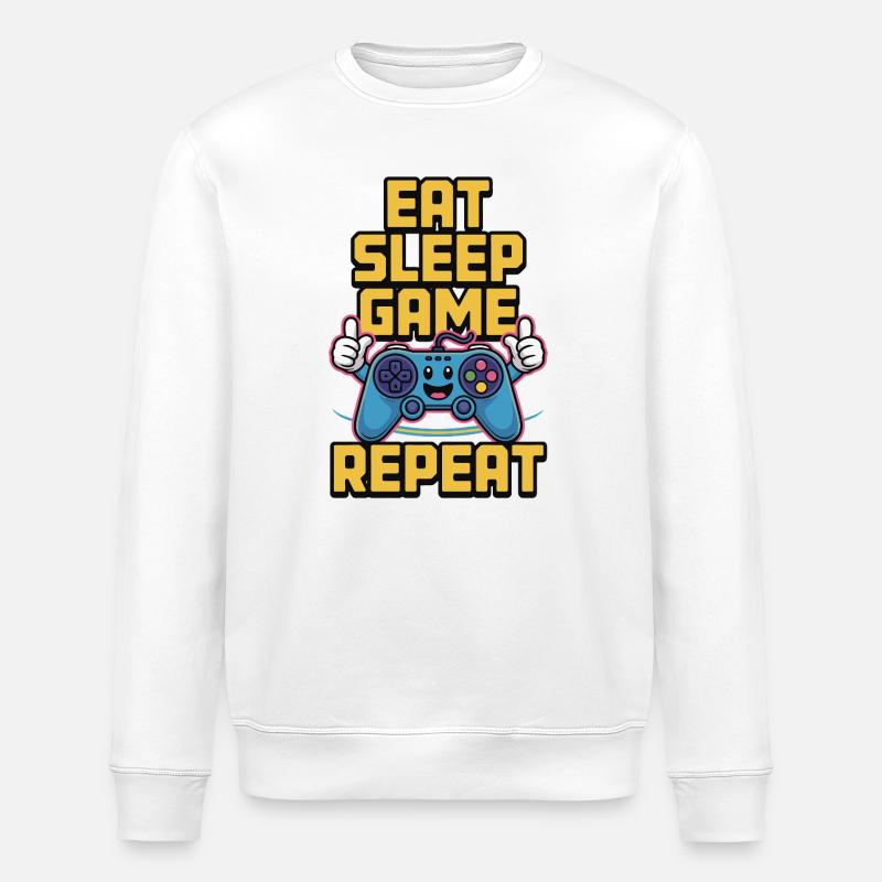 Jeu Manger et Dormer : Répéter - Sweat bio ROLLER Stanley/Stella Unisexe - blanc