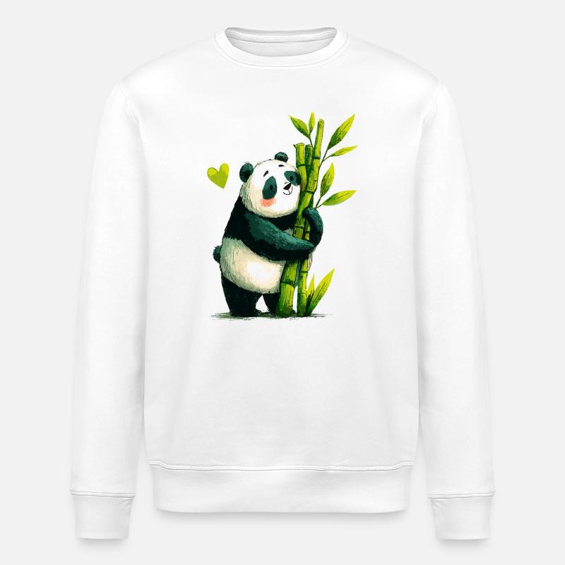 Panda Kuschel mit Bambus - Stanley/Stella Unisex Bio-Sweatshirt ROLLER - Weiß