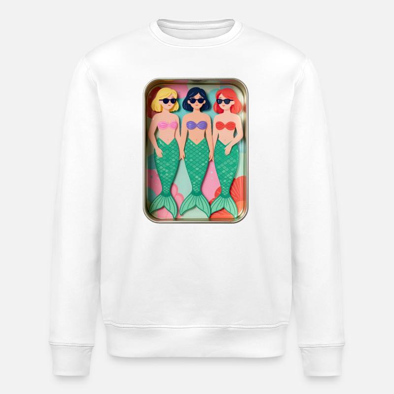 Trois sirènes dans une boîte - Sweat bio ROLLER Stanley/Stella Unisexe - blanc