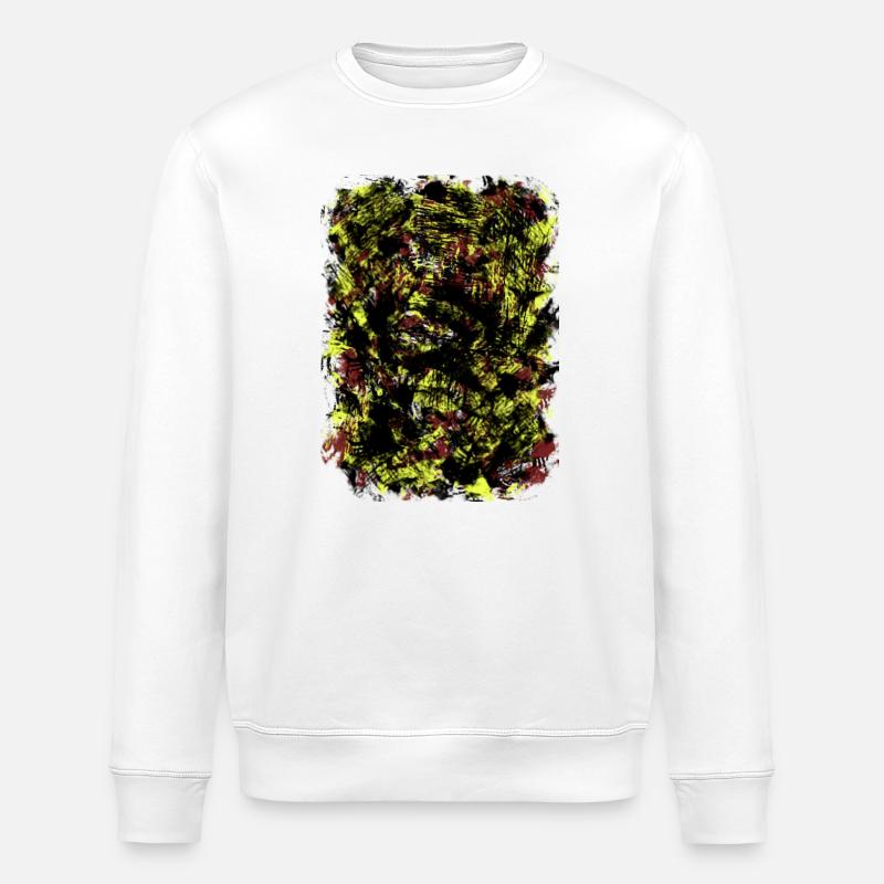 Neon Gelb Schwarz Blattmuster - Stanley/Stella Unisex Bio-Sweatshirt ROLLER - Weiß