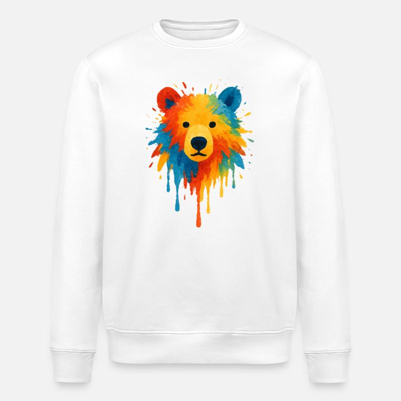 Bären-Aquarell-Tropfende Chroma-Kunst - Stanley/Stella Unisex Bio-Sweatshirt ROLLER - Weiß
