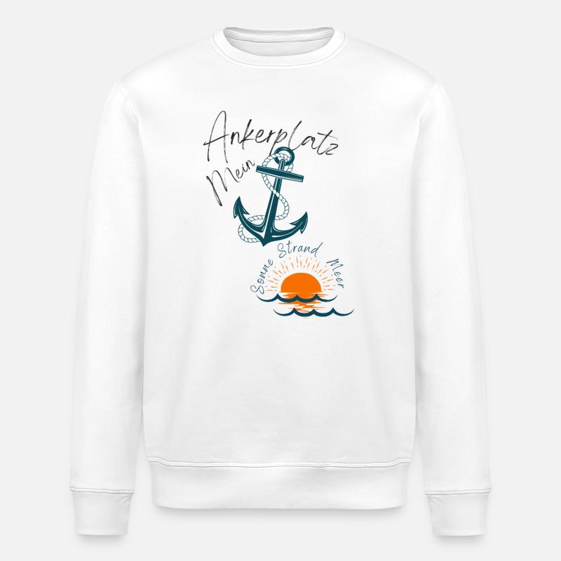 Maritime Mode und Accessoires mein Ankerplatz - Stanley/Stella Unisex Bio-Sweatshirt ROLLER - Weiß