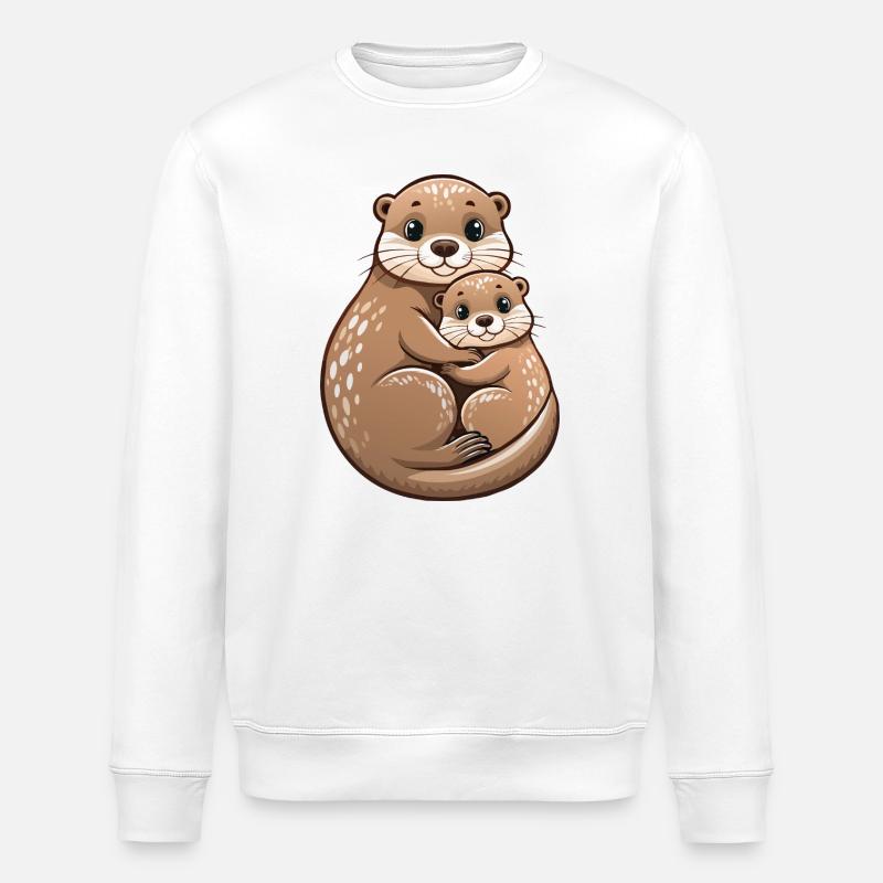 Mère loutre avec un petit - Sweat bio ROLLER Stanley/Stella Unisexe - blanc