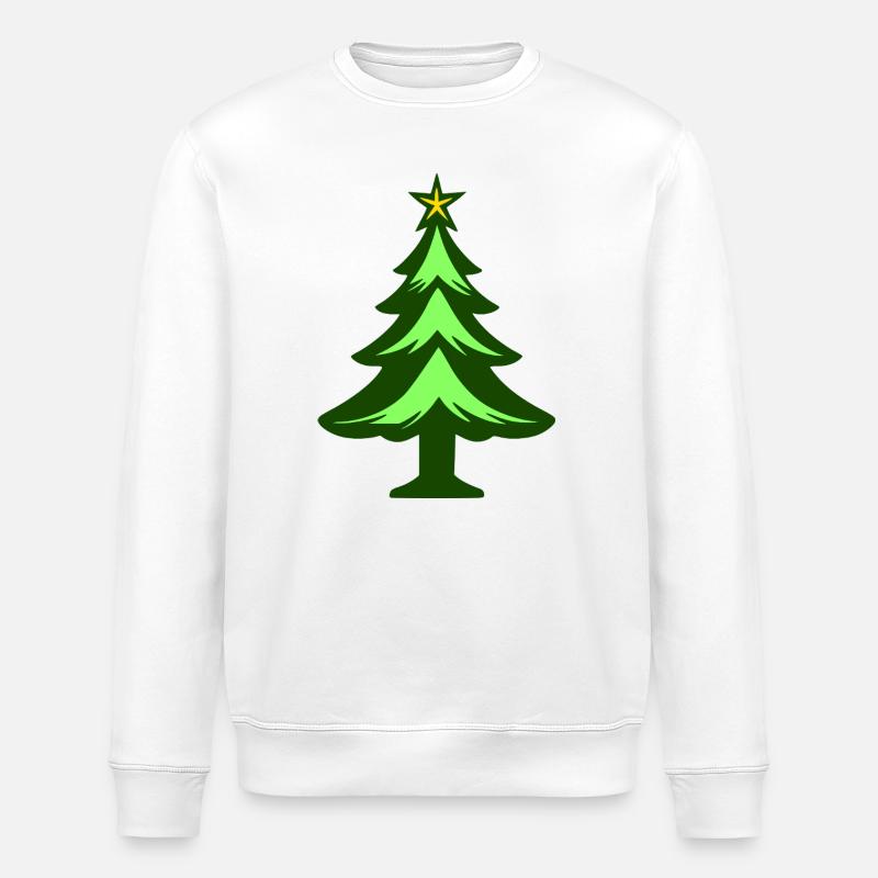 Simple Christmas Tree Graphic - Stanley/Stella ROLLER Unisex Organic Sweatshirt - white