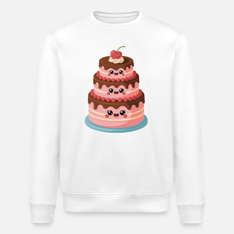 Cake Comic Cute - Stanley/Stella ROLLER Unisex Organic Sweatshirt - white