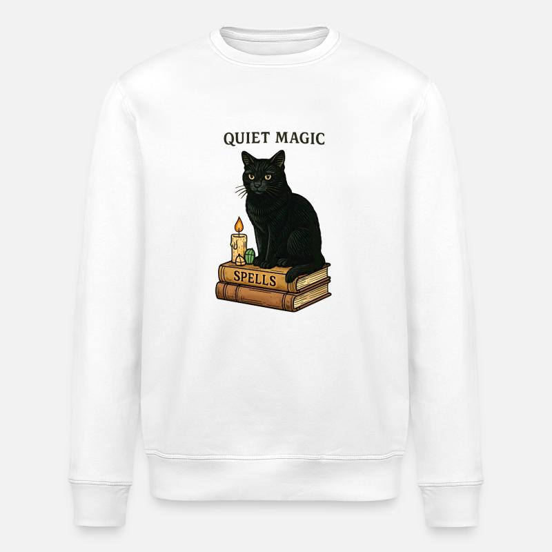 Quiet Magic: Cat Spells - Stanley/Stella ROLLER Unisex Organic Sweatshirt - white