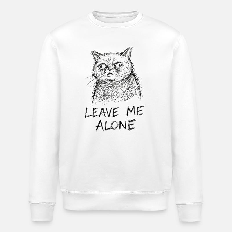 Cat Sketch Leave Me Alone - Stanley/Stella ROLLER Unisex Organic Sweatshirt - white