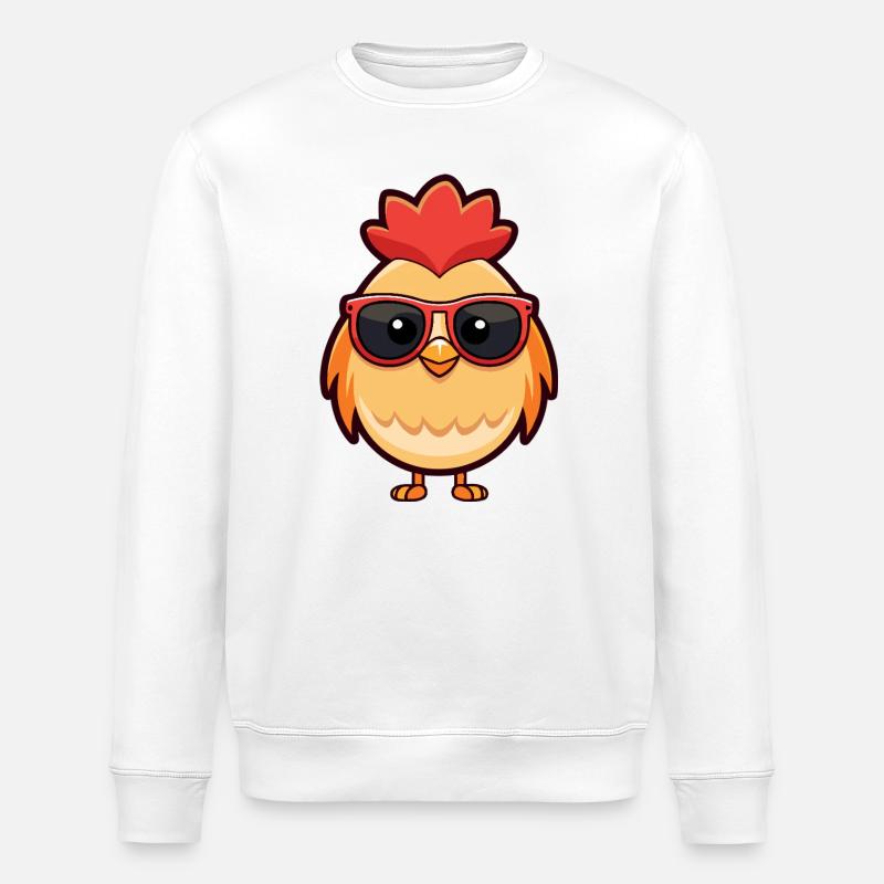 Huhn-Hipster-Rote Brille - Stanley/Stella Unisex Bio-Sweatshirt ROLLER - Weiß