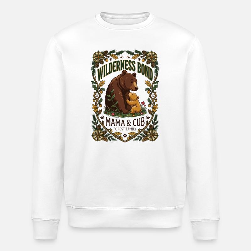 Wilderness Bond: Mama Bear & Cub - Stanley/Stella ROLLER Unisex Organic Sweatshirt - white
