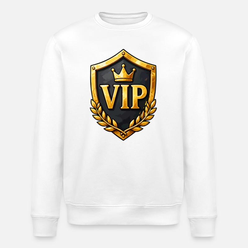 VIP Crown Shield Ornament - Stanley/Stella ROLLER Unisex Organic Sweatshirt - white