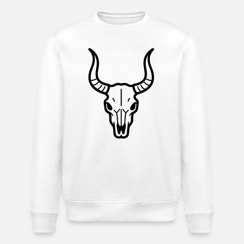 Crâne de taureau - Sweat bio ROLLER Stanley/Stella Unisexe - blanc