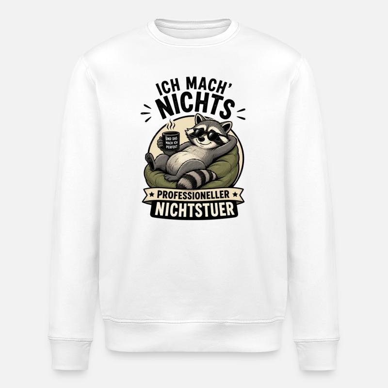 Relaxter Waschbär ProfiNichtstuer - Stanley/Stella Unisex Bio-Sweatshirt ROLLER - Weiß