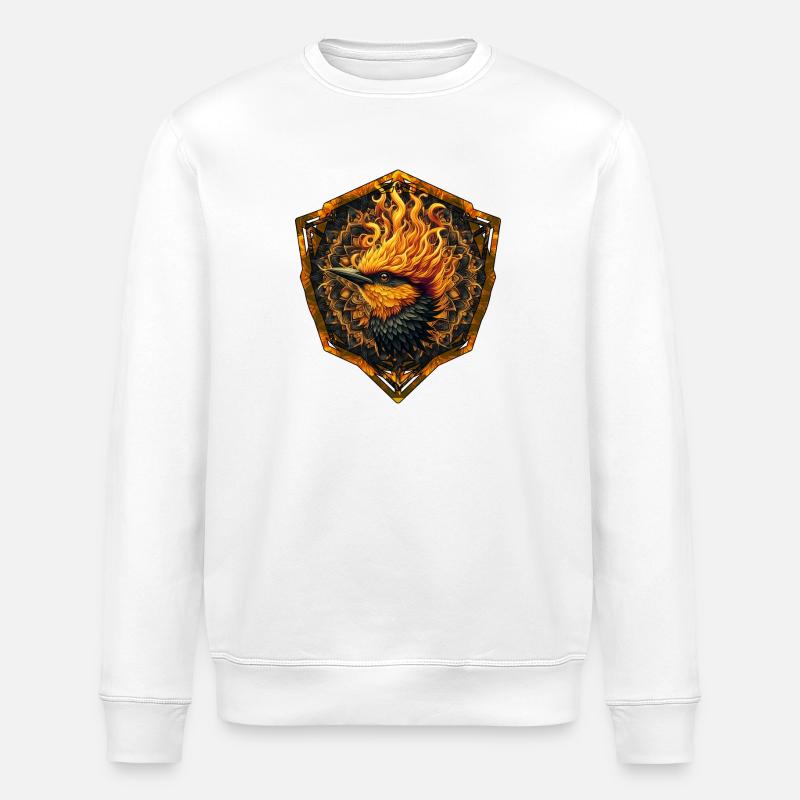 Mythical Flame Bird - Stanley/Stella ROLLER Unisex Organic Sweatshirt - white