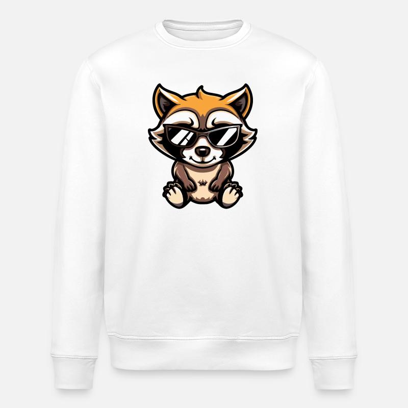 Waschbär Comic Cool - Stanley/Stella Unisex Bio-Sweatshirt ROLLER - Weiß