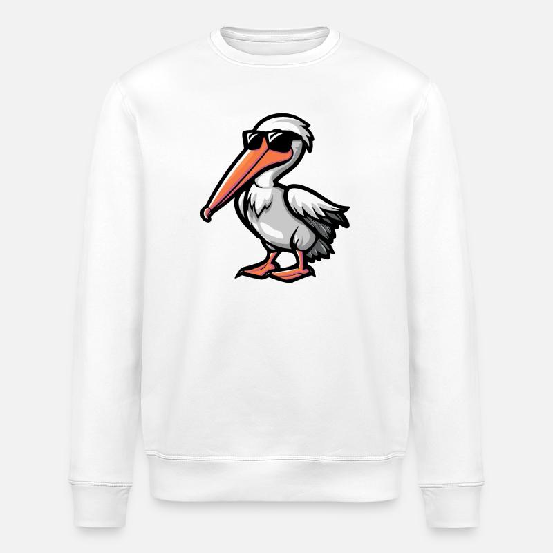 Pelican Bird Comic Cool - Stanley/Stella ROLLER Unisex Organic Sweatshirt - white