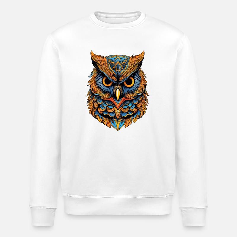 Porträt einer Eule - Stanley/Stella Unisex Bio-Sweatshirt ROLLER - Weiß