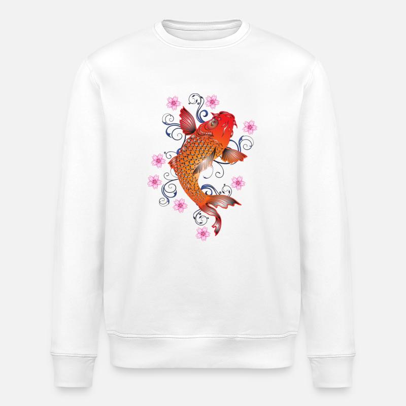 Pêches japonais (Koï) - Sweat bio ROLLER Stanley/Stella Unisexe - blanc