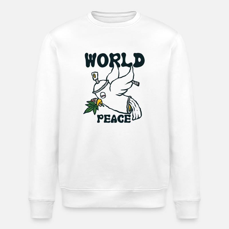 420 Weltfriedenstaube 1 - Stanley/Stella Unisex Bio-Sweatshirt ROLLER - Weiß