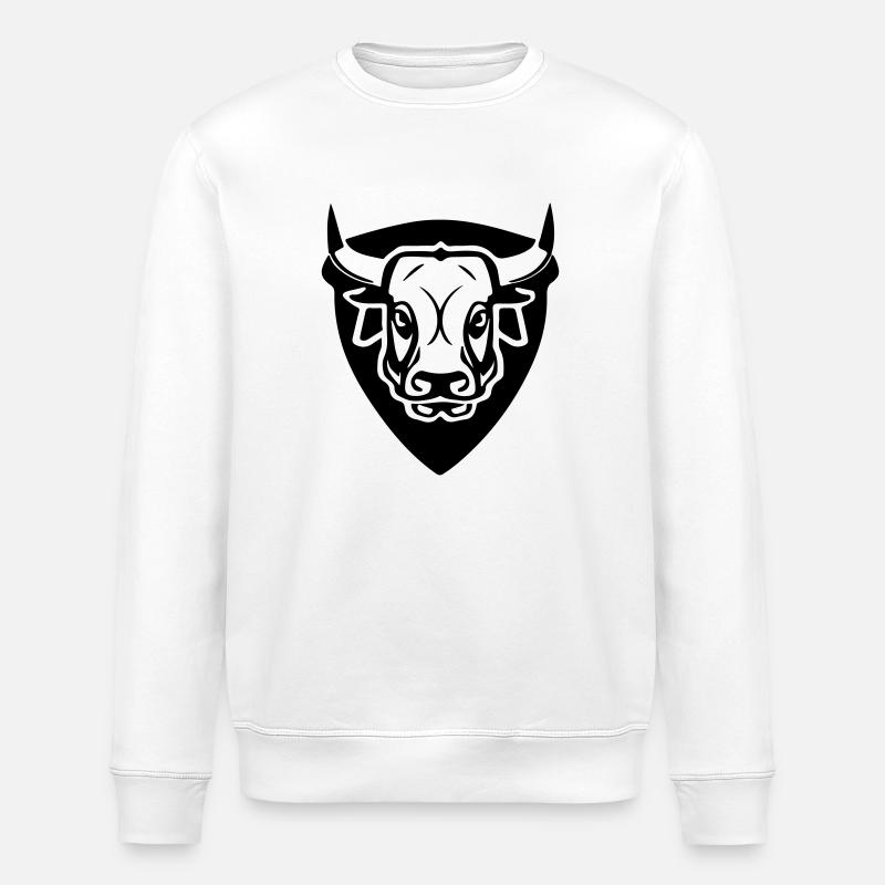 Stier vorne mit Schild - Stanley/Stella Unisex Bio-Sweatshirt ROLLER - Weiß
