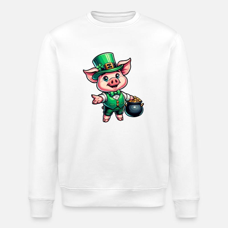 Doux cochon de la Saint-Patrick - Sweat bio ROLLER Stanley/Stella Unisexe - blanc