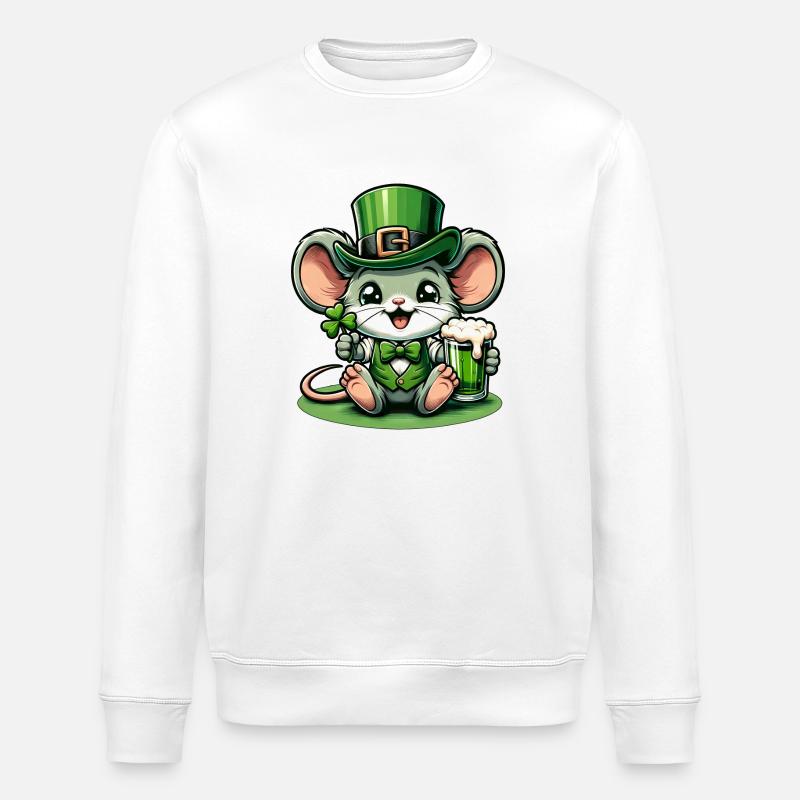 St. Patrick's Maus im Festlook - Stanley/Stella Unisex Bio-Sweatshirt ROLLER - Weiß