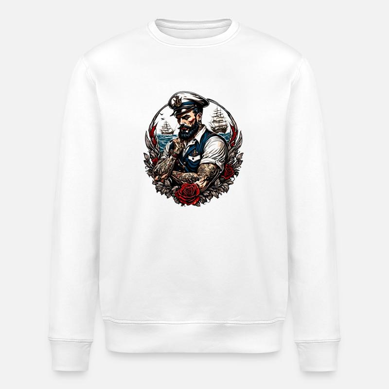 Matrose / Schiffsbesatzung / Decksmann / Anker - Stanley/Stella Unisex Bio-Sweatshirt ROLLER - Weiß
