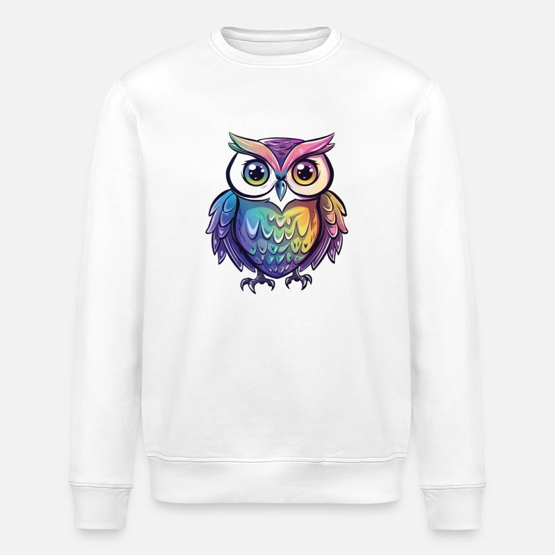 Niedliche Eule Kawaii Maskottchen - Stanley/Stella Unisex Bio-Sweatshirt ROLLER - Weiß
