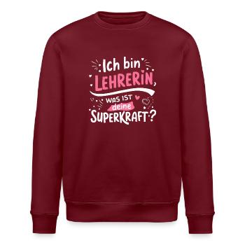 Lehrer-Superkraft T-Shirt Lehrergeschenk Bildung - Stanley/Stella Unisex Bio-Sweatshirt ROLLER - Weiß - Vorne - Nik (191cm)