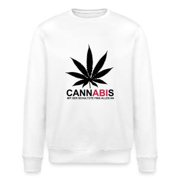 ABIMOTTO - Cannabis - AVEC LA schultüte TOUT A - Sweat bio ROLLER Stanley/Stella Unisexe - blanc - Devant - Nik (191cm)