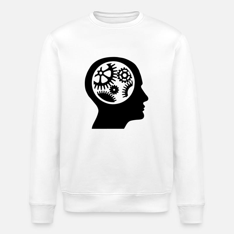 Gears in the head - silhouette - Stanley/Stella ROLLER Unisex Organic Sweatshirt - white