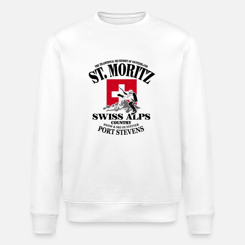 St.Moritz - Climbing - Swiss Flag - Stanley/Stella Unisex Bio-Sweatshirt ROLLER - Weiß