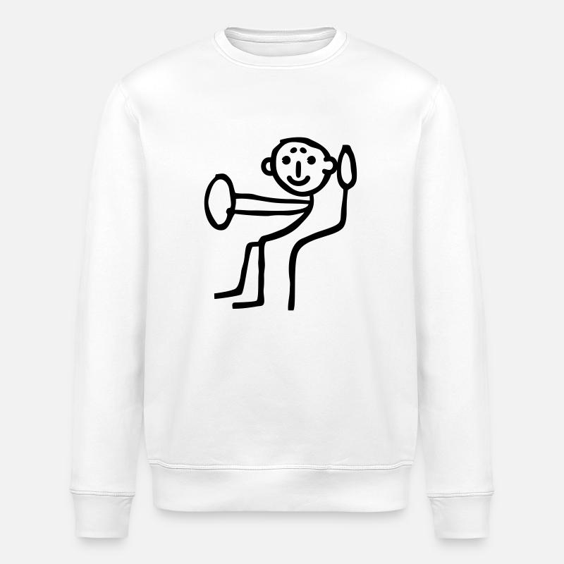 Strichmännchen Auto fahren - Stanley/Stella Unisex Bio-Sweatshirt ROLLER - Weiß
