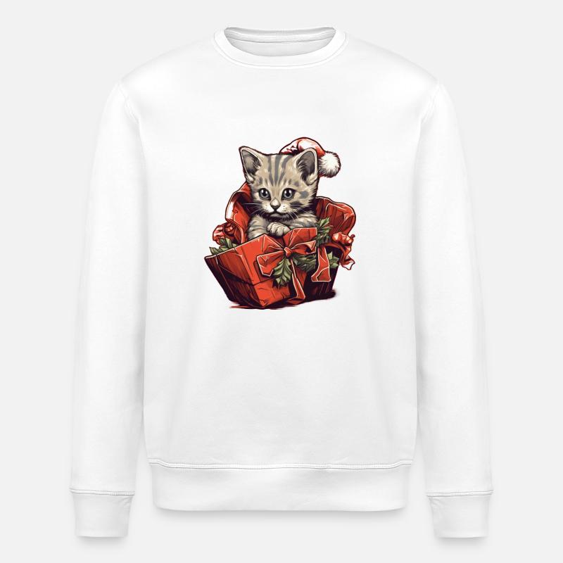 Chaton de Noël4 - Sweat bio ROLLER Stanley/Stella Unisexe - blanc