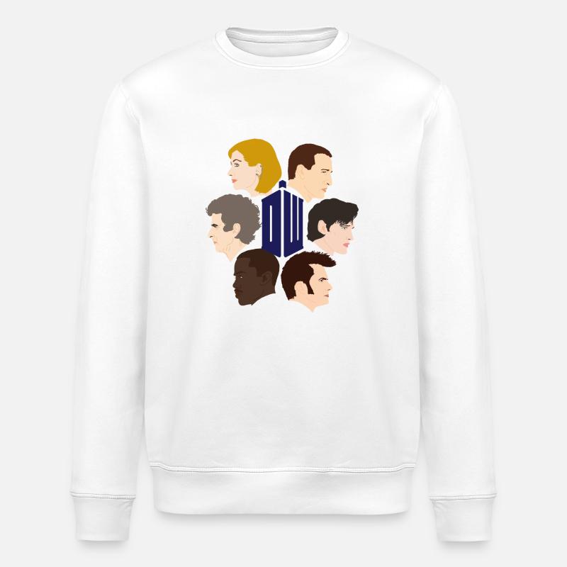 Dr Who - 6 doctors - Stanley/Stella ROLLER Unisex Organic Sweatshirt - white