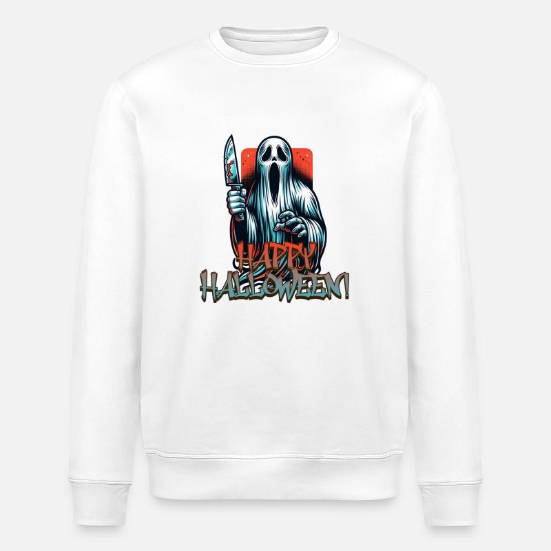Gruseliger Halloween Geist - Stanley/Stella Unisex Bio-Sweatshirt ROLLER - Weiß