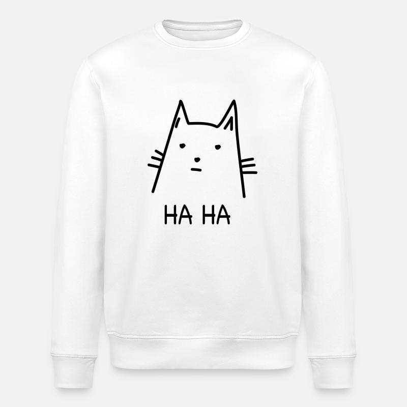 Katze Haha Katzenfreund Geschenk - Stanley/Stella Unisex Bio-Sweatshirt ROLLER - Weiß