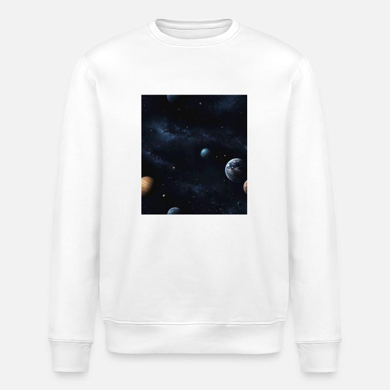 Planets in space - Stanley/Stella ROLLER Unisex Organic Sweatshirt - white