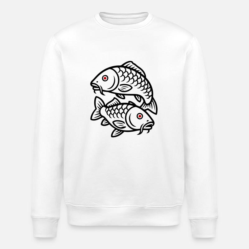 Icône de poisson carpe - Sweat bio ROLLER Stanley/Stella Unisexe - blanc