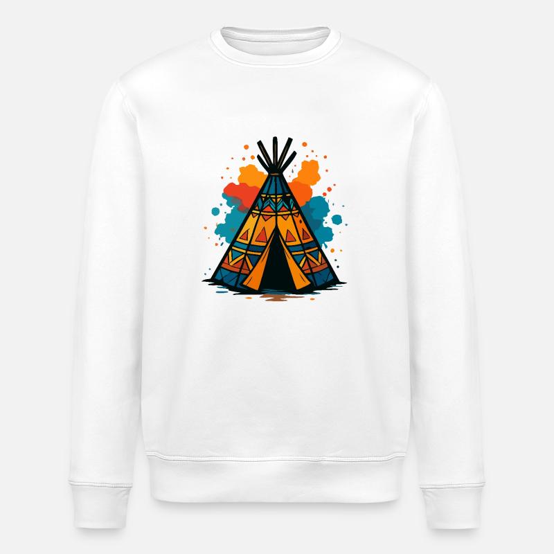 Tribal Teepee Splash - Stanley/Stella Unisex Bio-Sweatshirt ROLLER - Weiß