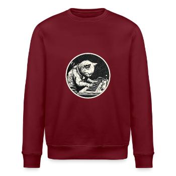 Space Synth Katze - Stanley/Stella Unisex Bio-Sweatshirt ROLLER - Weiß - Vorne - Nik (191cm)
